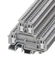 1414064: DIN Rail Mount Terminal Block, Grey, 4 Ways, 24 AWG, 12 AWG, 4 mm², Screw, 24 A