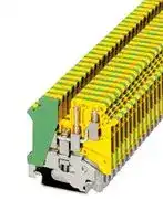1923076: DIN Rail Mount Terminal Block, Green/Yellow, 3 Ways, 24 AWG, 12 AWG, 4 mm², Screw