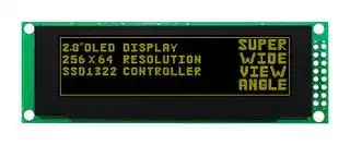 MDOB256064AX-YM: Graphic OLED, 256 x 64 Pixels, Yellow on Black, 3.3V, Parallel, SPI, 97mm x 32.5mm, -40 °C
