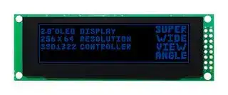 MDOB256064AX-BM: Graphic OLED, 256 x 64 Pixels, Blue on Black, 3.3V, Parallel, SPI, 97mm x 32.5mm, -40 °C