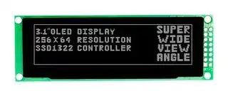 MDOB256064BX-WM: Graphic OLED, 256 x 64 Pixels, White on Black, 3.3V, Parallel, SPI, 100.5mm x 33.5mm, -40 °C