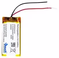 LP502243JU: Rechargeable Battery, 3.7 V, Lithium Ion, 450 mAh, Wire Leads, 1
