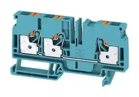 1991830000: DIN Rail Mount Terminal Block, 3 Ways, 22 AWG, 8 AWG, 6 mm², Push In, 41 A