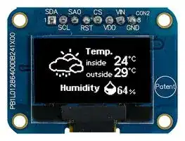 MDOB128064VV-WM: Graphic OLED, 128 x 64 Pixels, White on Black, 3V, I2C, SPI, 38mm x 28.5mm, -40 °C