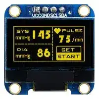 MDOB128064V2V-YI: Graphic OLED, 128 x 64 Pixels, Yellow on Black, 3V, I2C, 27.3mm x 27.3mm, -40 °C
