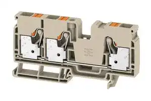 2490520000: DIN Rail Mount Terminal Block, 3 Ways, 20 AWG, 6 AWG, 10 mm², Push In, 57 A