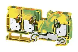 2490590000: DIN Rail Mount Terminal Block, PE, 3 Ways, 18 AWG, 6 AWG, 10 mm², Push In