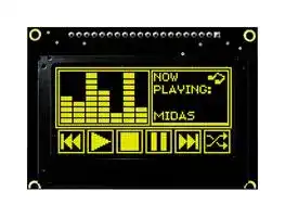 MCOB128064JX-YM: Graphic OLED, 128 x 64 Pixels, Yellow on Black, 3V to 5V, I2C, Parallel, SPI, 75mm x 52.7mm