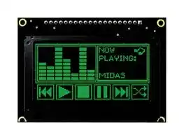 MCOB128064JX-GM: Graphic OLED, 128 x 64 Pixels, Green on Black, 3V to 5V, I2C, Parallel, SPI, 75mm x 52.7mm