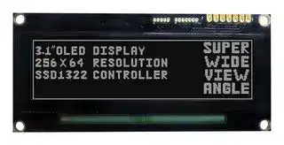 MDOB256064GX-MWU: Graphic OLED, 256 x 64 Pixels, White on Black, 3V, RS-232, UART, TTL, 98mm x 60mm, -40 °C