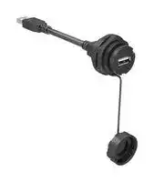 MRUAFE161A0: USB Cable, Panel Mnt Bayonet Lock Recpt to Plug, Type A Receptacle to Type A Plug, 1 m, 3.3 ft