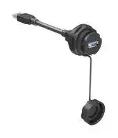 MRUBFE161A0: USB Cable, Panel Mnt Bayonet Lock Recpt to Plug, Type A Receptacle to Type A Plug, 1 m, 3.3 ft