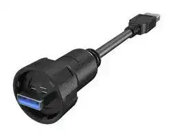 MRUBM6160A0: USB Cable, Type A Plug Bayonet Lock to Type A Plug, Type A Plug to Type A Plug, 1 m, 3.3 ft