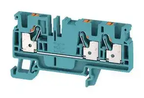 2051280000: DIN Rail Mount Terminal Block, 3 Ways, 26 AWG, 12 AWG, 4 mm², Push In, 32 A