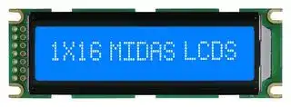 MC11606C6W-BNMLW: Alphanumeric LCD, 16 x 1, White on Blue, 5V, Parallel, English, Japanese, Transmissive