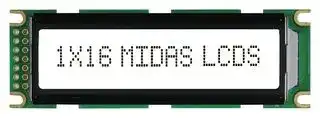 MC11606C6WR-FPTLW: Alphanumeric LCD, 16 x 1, Black on White, 5V, Parallel, Cyrillic, Transflective