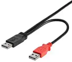 USB2HAUBY3: USB Cable, Dual Type A Plug to Micro Type B Plug, 900 mm, 36 ", USB 2.0, Black