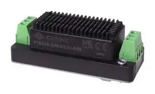PYBE30-Q48-D12H-DIN: Isolated DIN Rail Mount DC/DC Converter, With Heatsink, ITE, 4:1, 30 W, 2 Output, 12 VDC, 1.25 A
