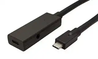 12.04.1105: USB Cable, Type C Plug to Type C Receptacle, 5 m, 16.4 ft, USB 3.2, Black