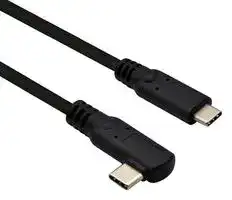 11.02.9075: USB Cable, Type C Plug to 90° Type C Plug, 1 m, 3.3 ft, USB 3.2, Black, E-Marked Cable