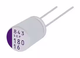 25SEPF82M: Polymer Aluminium Electrolytic Capacitor, 82 µF, 25 V, 0.028 ohm, 5000 hours @ 125°C, ± 20%