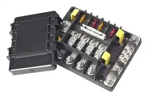 880089: Fuseholder, Automotive Blade, 10 Fuses, 600 A, 60 VDC, 165mm x 127mm x 51mm, Stud
