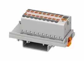 1047454: Panel Mount Barrier Terminal Block, 17.5 A, 500 V, 19 Pole, 9, Push In, 14 AWG