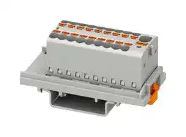 1047454: Panel Mount Barrier Terminal Block, 17.5 A, 500 V, 19 Pole, 9, Push In, 14 AWG
