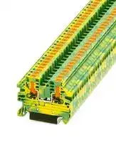 1078963: DIN Rail Mount Terminal Block, Green/Yellow, 2 Ways, 26 AWG, 12 AWG, 4 mm², Push In