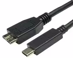 USB3C-97MICRO-3: USB Cable, Type C Plug to Micro Type B Plug, 3 m, 3.28 ft, USB 3.1, Black