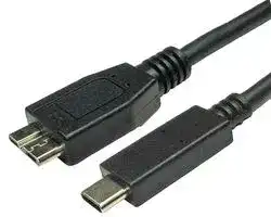 USB3C-97MICRO-3: USB Cable, Type C Plug to Micro Type B Plug, 3 m, 3.28 ft, USB 3.1, Black