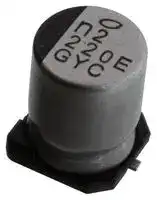 GYC1E221MCQ1GS: CAP, 220UF, 25V, ALU ELEC, HYBRID, SMD