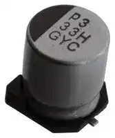 GYC1H330MCQ1GS: CAP, 33UF, 50V, ALU ELEC, HYBRID, SMD