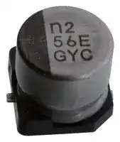 GYC1E560MCQ1GS: CAP, 56UF, 25V, ALU ELEC, HYBRID, SMD