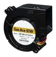 9W1BM12P2M001: Fan Blower, Splash Proof, 12 VDC, DC, 97 mm, 33 mm, 32.8 CFM
