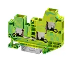 1329507: DIN Rail Mount Terminal Block, 3 Ways, 20 AWG, 8 AWG, 6 mm², Push-X