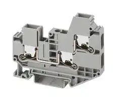 1329499: DIN Rail Mount Terminal Block, 3 Ways, 20 AWG, 8 AWG, 6 mm², Push-X, 41 A