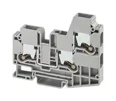 1329603: DIN Rail Mount Terminal Block, 3 Ways, 14 AWG, 6 AWG, 10 mm², Push-X, 57 A