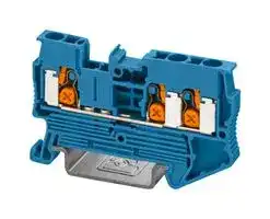 1343121: DIN Rail Mount Terminal Block, 3 Ways, 20 AWG, 12 AWG, 2.5 mm², Push-X, 24 A