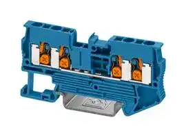 1343130: DIN Rail Mount Terminal Block, 4 Ways, 20 AWG, 12 AWG, 2.5 mm², Push-X, 24 A