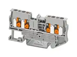 1343129: DIN Rail Mount Terminal Block, 4 Ways, 20 AWG, 12 AWG, 2.5 mm², Push-X, 24 A