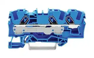 2006-1304: DIN Rail Mount Terminal Block, Blue, 3 Ways, 20 AWG, 8 AWG, 6 mm², Clamp, 41 A
