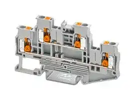 1453789: DIN Rail Mount Terminal Block, 4 Ways, 20 AWG, 12 AWG, 2.5 mm², Push-X, 22 A