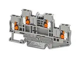1453890: DIN Rail Mount Terminal Block, 4 Ways, 20 AWG, 12 AWG, 2.5 mm², Push-X, 22 A