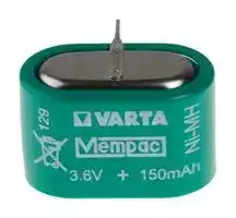 55615603940: Rechargeable Battery, 3.6 V, Nickel Metal Hydride, 150 mAh, Button Cell, PCB Pins, 1