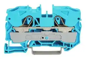 2010-1204: DIN Rail Mount Terminal Block, Blue, 2 Ways, 20 AWG, 6 AWG, 10 mm², Clamp, 57 A