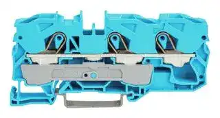 2010-1304: DIN Rail Mount Terminal Block, Blue, 3 Ways, 20 AWG, 6 AWG, 10 mm², Clamp, 57 A