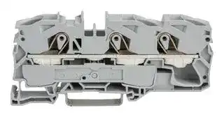 2016-1301: DIN Rail Mount Terminal Block, 3 Ways, 20 AWG, 4 AWG, 16 mm², Clamp, 76 A