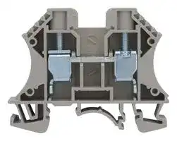 MP012086: DIN Rail Mount Terminal Block, 2 Ways, 16 AWG, 6 AWG, 10 mm², Screw, 57 A