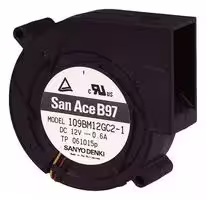 9BMB12P2F01: Fan Blower, 12 VDC, DC, 97 mm, 33 mm, 36.7 CFM